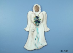 Country Wooden Angel, Distressed Wood Teal Ribbon Floral Antiqued Angel Wall Hanging, Rustic