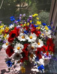 Cold Porcelain Wildflower Bouquet Handmade Chamomile, Poppy, Cornflower