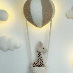 Air Balloon Safari Night Light Nursery Wall Decor Elephant Lion Giraffe - thumbnail 3