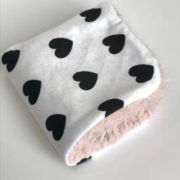 Heart Cuddle Blanket, Black & White Minky Blankie, Lovey, Baby Gift, Modern Nursery - thumbnail 3