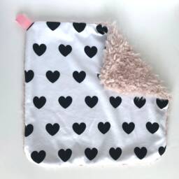 Heart Cuddle Blanket, Black & White Minky Blankie, Lovey, Baby Gift, Modern Nursery - thumbnail 2