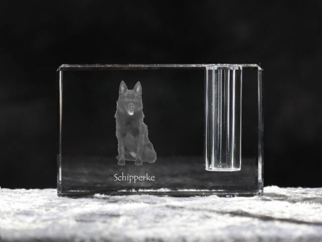 Schipperke, Crystal Pen Holder With Dog, Souvenir, Decoration, Limited Edition, Collection - image 1