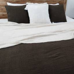 Handwoven Walnut Brown Cotton Cushion Cover, Organic Rustic Decor - 20x20 - thumbnail 3