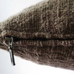 Handwoven Walnut Brown Cotton Cushion Cover, Organic Rustic Decor - 20x20 - thumbnail 2