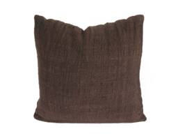 Handwoven Walnut Brown Cotton Cushion Cover, Organic Rustic Decor - 20x20 - thumbnail 1