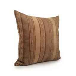 Dark Tan & Light Brown Pillow, Striped Throw Pillow Cover, Decorative Cushion Accent Velvet Blend - thumbnail 2