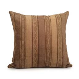 Dark Tan & Light Brown Pillow, Striped Throw Pillow Cover, Decorative Cushion Accent Velvet Blend - thumbnail 1