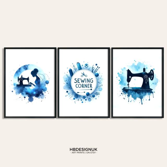 Craft Room Decor - Set Of 3 Posters - Watercolour Print Sewing Picture Gift Sew Lover Birthday Gifts - image 1