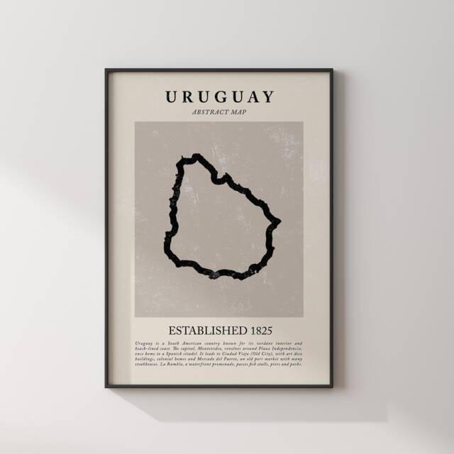 Abstract Uruguay Map Vintage Wall Art Print Picasso + Matisse Inspired Travel Poster - image 1