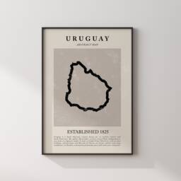 Abstract Uruguay Map Vintage Wall Art Print Picasso + Matisse Inspired Travel Poster - thumbnail 1