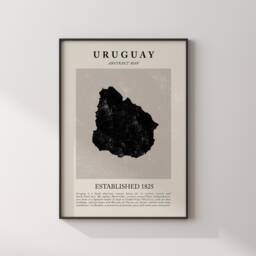 Abstract Uruguay Map Vintage Wall Art Print Picasso + Matisse Inspired Travel Poster - thumbnail 3