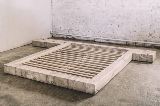 Handmade Oak Bed Frame, Rustic Industrial Bedroom Furniture - image 1