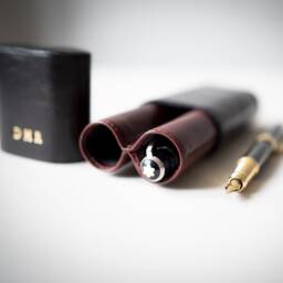 Personalized 2 Fountain Pen Case, Leather Case Two Slots, Pen Sleeve Pouch, Luxury Holder, Writing Instruments - thumbnail 2