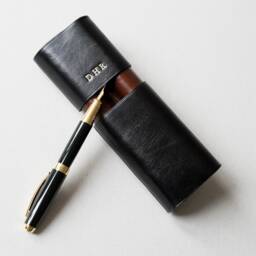 Personalized 2 Fountain Pen Case, Leather Case Two Slots, Pen Sleeve Pouch, Luxury Holder, Writing Instruments - thumbnail 3