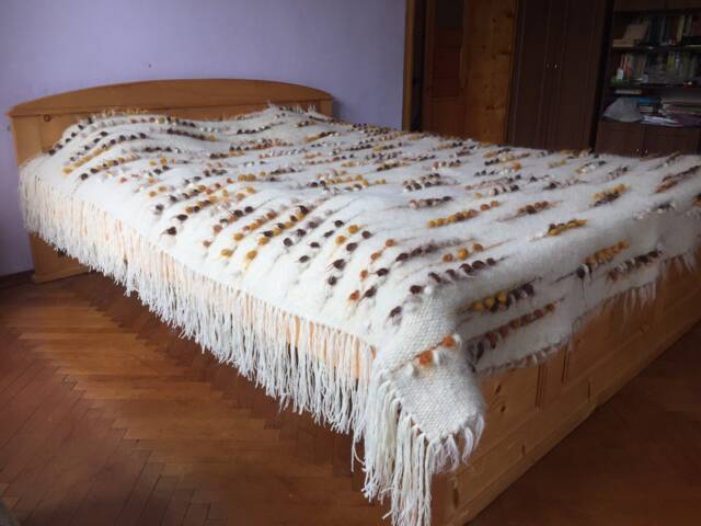 Hutsul Wool Blanket Scandinavian King Size, Ukrainian Liznyk Blanket - image 1