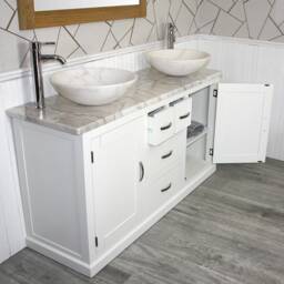 Bathroom Vanity Unit - White Painted With Marble Top & Stone Bowl 603Pwmsbc - thumbnail 4