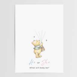 Winnie The Pooh Gender Reveal Print - He Or She Fingerprint Tree Alternative Guestbook New Baby Keepsake Shower Game - Print Only - thumbnail 2