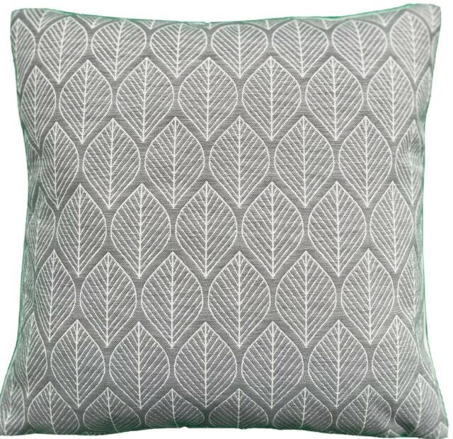 Retro Scandinavian Light Grey Cushion Cover Modern Leaves Petals Geometrical Woven - image 1