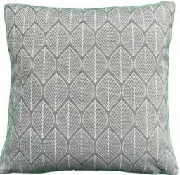 Retro Scandinavian Light Grey Cushion Cover Modern Leaves Petals Geometrical Woven - thumbnail 1
