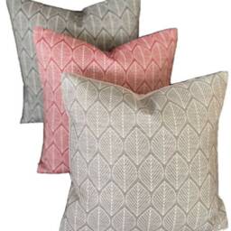 Retro Scandinavian Light Grey Cushion Cover Modern Leaves Petals Geometrical Woven - thumbnail 2