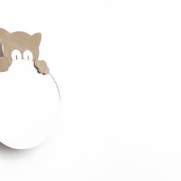 Safety Mirror Kitten Oval With Led Light - Wall Decor Nursery Kid Wooden - thumbnail 2