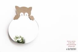 Safety Mirror Kitten Oval With Led Light - Wall Decor Nursery Kid Wooden