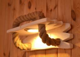 Wooden Wall Sconce, Light From A Natural Wood, Led For Wall, Wooden Original Lamp With Jute Rope, Handmade Lighting Fixture
