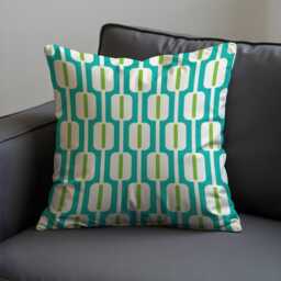 Teal Mid Century Cushion Cover, Retro Geometric Pillow Case, Green Modern Throw Case For Sofa Decor - thumbnail 3