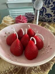 Beeswax Strawberry Candles Pack Of 3 Pure Fruit Berry Candle - thumbnail 1