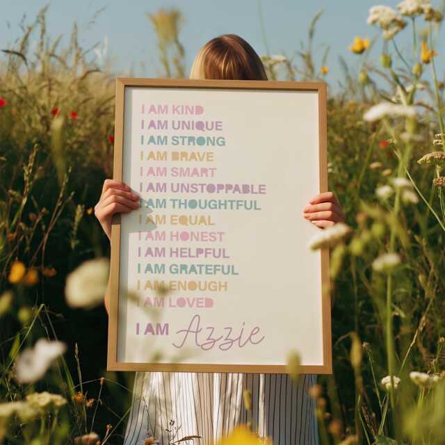 Girls Affirmation Print, Bedroom Decor, Motivational, Positive, Inspirational, Teenager Bedroom, Loved, Wall Art, Personalised - image 1