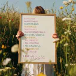 Girls Affirmation Print, Bedroom Decor, Motivational, Positive, Inspirational, Teenager Bedroom, Loved, Wall Art, Personalised - thumbnail 1