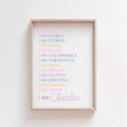 Girls Affirmation Print, Bedroom Decor, Motivational, Positive, Inspirational, Teenager Bedroom, Loved, Wall Art, Personalised - thumbnail 3