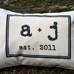 Personalized Couples Pillow, 2nd Personalized Cotton Anniversary, Christmas, Wedding Gift Pillow With Date Feather Hen - thumbnail 3
