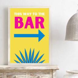 Bar Decor For Home Bar, Wall Decor, Cocktail Prints, This Way To The Colourful Summer Posters - thumbnail 2