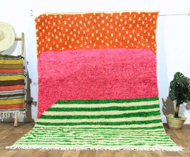 Colorful Moroccan Wool Rug, Burnt Taupe Berber Shag, Handmade - image 1