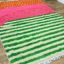 Colorful Moroccan Wool Rug, Burnt Taupe Berber Shag, Handmade - thumbnail 3