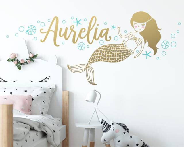 Custom Name Vinyl Decal, Personalized Kids Name, Nursery Mermaid Wall Decal - image 1