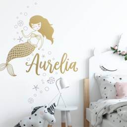 Custom Name Vinyl Decal, Personalized Kids Name, Nursery Mermaid Wall Decal - thumbnail 3