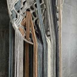 Brushed Aluminum Oval Macrame Wall Hanging Contemporary Fiber Art - thumbnail 2