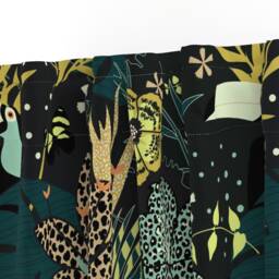 Animal Print Curtain Panel - Tropical Rainforest Jungle Toucan Yellow Mint Exotic Custom By Kimsa - thumbnail 3