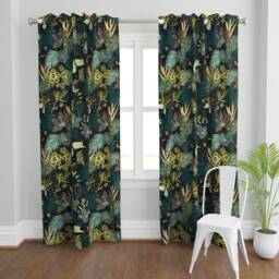 Animal Print Curtain Panel - Tropical Rainforest Jungle Toucan Yellow Mint Exotic Custom By Kimsa - thumbnail 2