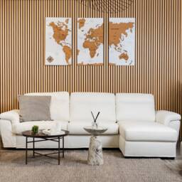 Large World Map Wall Art, Wood Push Pin, 3 Piece Art Apartment Decor 5Th Anniversary Gift, Above Bed Wooden - thumbnail 4