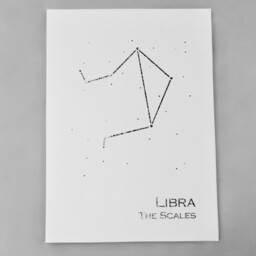 Libra Constellation Zodiac Art Print/Gold Foil Wall Astrology Home Decor September-October Birthday On Cream Or Navy - thumbnail 2