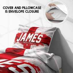 Personalised Name England Flag Single Duvet Cover Three Lions Football Supporter Bedding St Georges Cross Sports Fan Bedroom Decor Gift - thumbnail 3