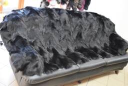 Real Fox Fur Blanket Throw Black Color, Home Warmer - thumbnail 1