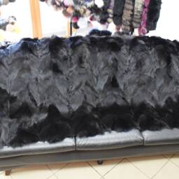 Real Fox Fur Blanket Throw Black Color, Home Warmer - thumbnail 2