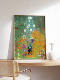 Gustav Klimt Bauerngarten Cat Print, Poster, Art, Floral Garden Wall Art Decor, Lover Gift, A1/A2/A3/A4 - thumbnail 1