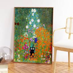Gustav Klimt Bauerngarten Cat Print, Poster, Art, Floral Garden Wall Art Decor, Lover Gift, A1/A2/A3/A4 - thumbnail 2