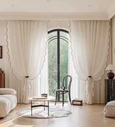 A Pair Of Linen/Cotton Blend Sheer Curtains With Ripples On Leading Edge , Living Room Curtains, Caf?? Curtains, Privacy Curtains, Custom Made