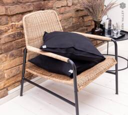Black Linen Pillow Case - Jet Black Heavier Decorative Pillow- Coal Sham- Pillow-Linen - thumbnail 1